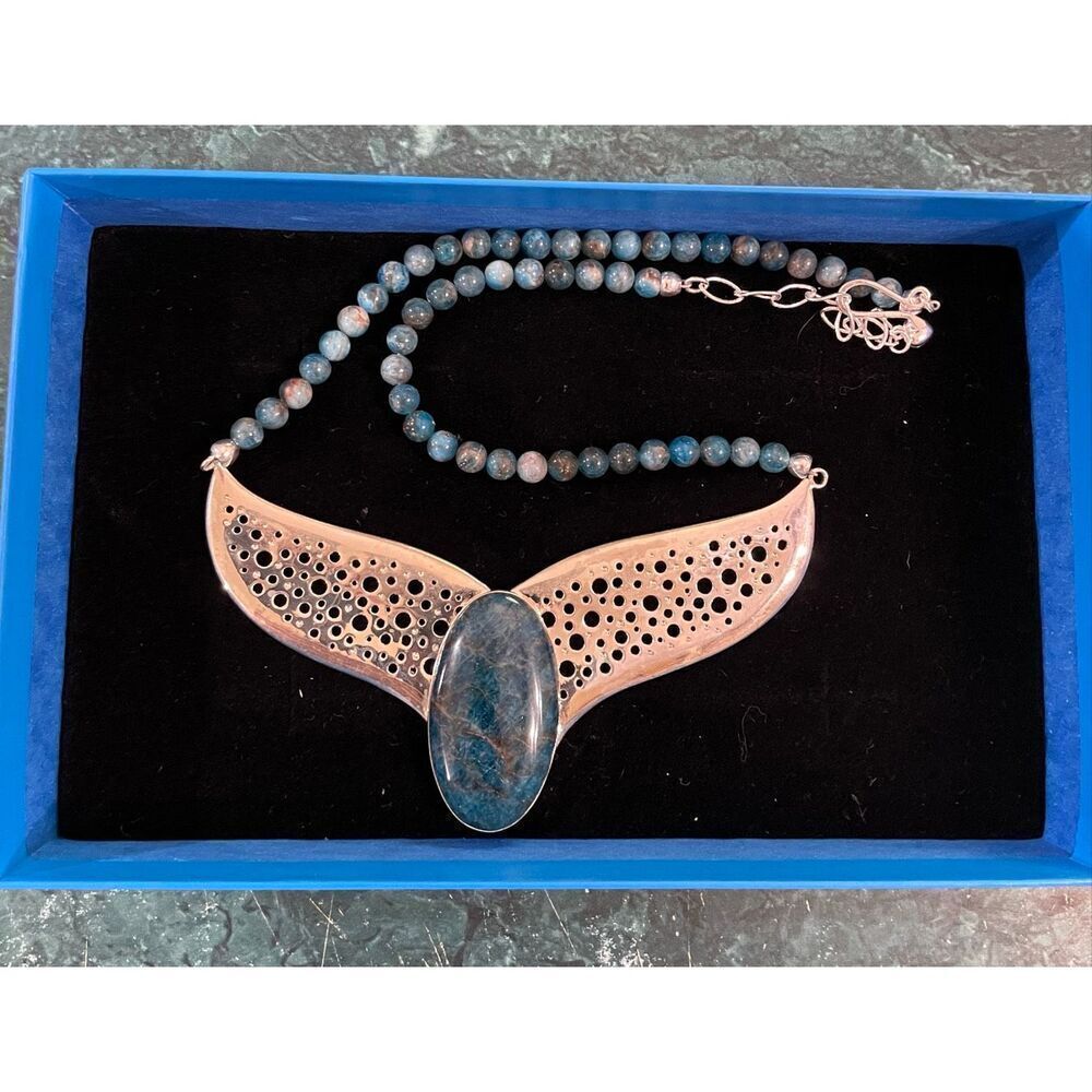 Jay King Mine Finds Sterling Silver Apatite Necklace – Statement Pendant